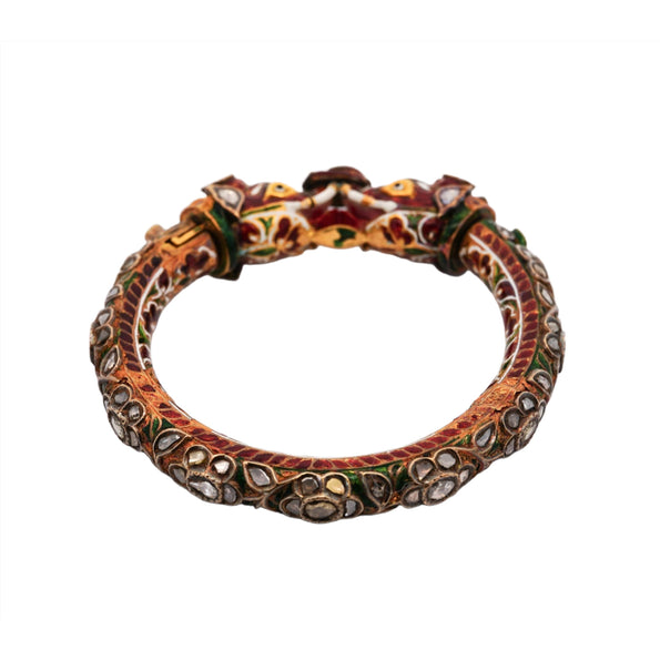 Antique Mughal Empire Indian Elephant Bangle Bracelet in 19k Yellow Gold