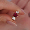 Antique Red Spinel and Old Mine Diamond 14K Yellow Gold Three-Stone Ring