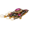 Antique Victorian Ruby, Pearl, Diamond Gold/Silver Brooch