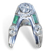 Art Deco Emerald and Diamond Palladium Antique Ring