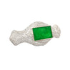 Art Deco Jadeite and Diamond Brooch Pin 18K White Gold