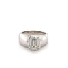 Bezel Set 2 Carat Emerald Cut Lab grown Diamond Ring in 14K White Gold