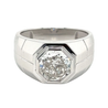 Bezel Set Solitaire 3 Carat Octagon CVD Lab Grown Diamond Mens Ring In Platinum