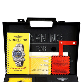 Breitling Emergency E56321 Titanium Black Dial Quartz Transmitter Watch Full Set – Assay Jewelers