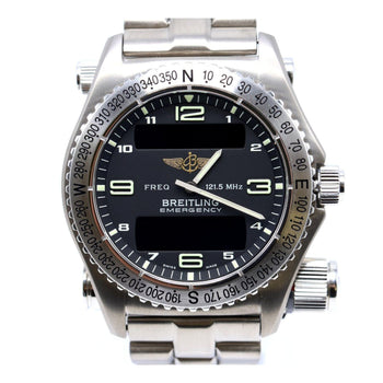 Breitling Emergency E56321 Titanium Black Dial Quartz Transmitter Watch Full Set – Assay Jewelers
