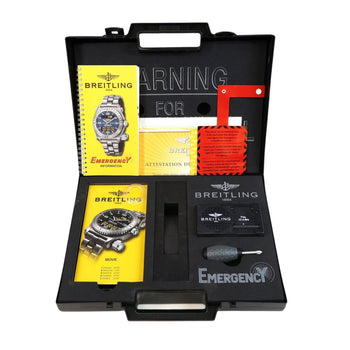 Breitling Emergency E56321 Titanium Black Dial Quartz Transmitter Watch Full Set – Assay Jewelers