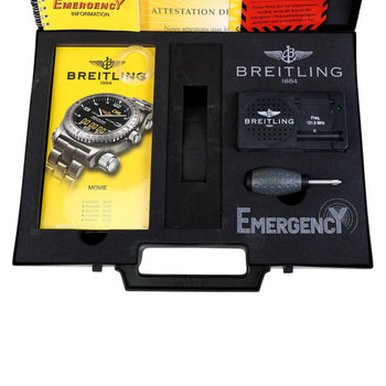 Breitling Emergency E56321 Titanium Black Dial Quartz Transmitter Watch Full Set – Assay Jewelers