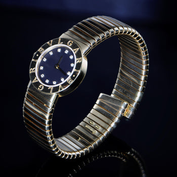 Bulgari Tubogas BB26 18K Yellow Gold Diamond Dial 26mm Ladies Watch Full Set – Assay Jewelers
