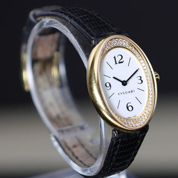 Bvlgari Ovale OV32G Factory Diamond Bezel 18K Yellow Gold Watch Circa 1990s – Assay Jewelers