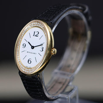 Bvlgari Ovale OV32G Factory Diamond Bezel 18K Yellow Gold Watch Circa 1990s – Assay Jewelers