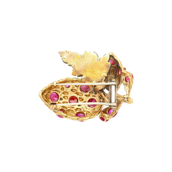Cabochon Cut Ruby, Sapphire, Jade, and Diamond 18K/Platinum Brooch Pin – Assay Jewelers