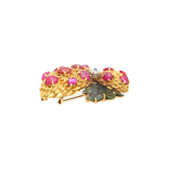 Cabochon Cut Ruby, Sapphire, Jade, and Diamond 18K/Platinum Brooch Pin – Assay Jewelers