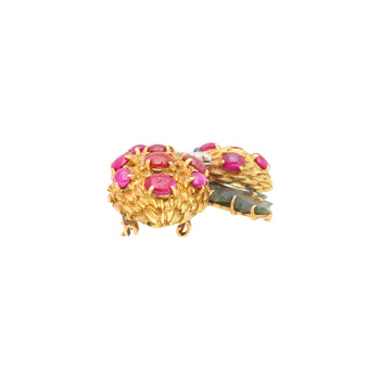 Cabochon Cut Ruby, Sapphire, Jade, and Diamond 18K/Platinum Brooch Pin – Assay Jewelers