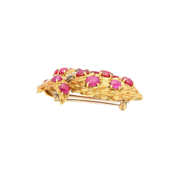 Cabochon Cut Ruby, Sapphire, Jade, and Diamond 18K/Platinum Brooch Pin – Assay Jewelers