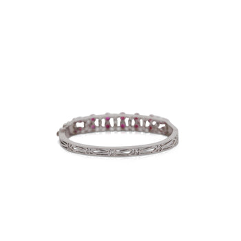 Cabochon Ruby and Round Diamond Bangle Bracelet in 14K White Gold – Assay Jewelers