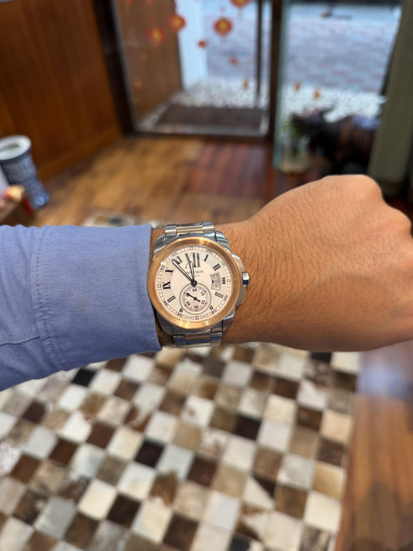 Cartier Calibre 3389 42mm Rose Gold Steel Automatic Watch Box and Papers