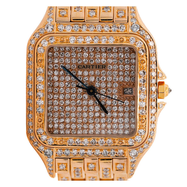 Cartier Panthere Full Factory Diamond 27mm 18K Gold Watch Ref 008133