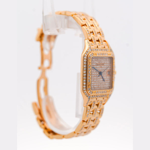 Cartier Panthere Full Factory Diamond 27mm 18K Gold Watch Ref 008133