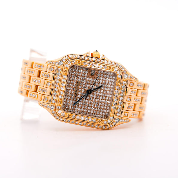 Cartier Panthere Full Factory Diamond 27mm 18K Gold Watch Ref 008133