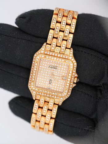 Cartier Panthere Large 27mm Diamond Dial 18K Gold Watch – Assay Jewelers
