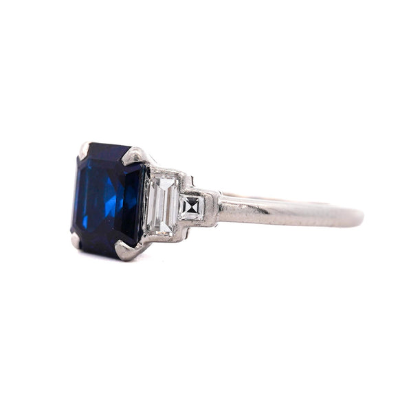 Cartier Paris Art Deco Royal Blue 2.3 Carat No Heat Sapphire and Diamond Ring