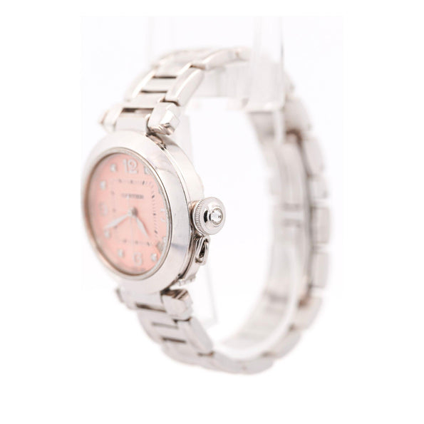 Cartier Pasha 2308 Diamond 18K White Gold Pink Dial Bracelet Automatic Watch