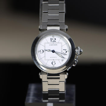 Cartier Pasha C W31074M7 35mm Steel White Arabic Dial Automatic Full Set Watch – Assay Jewelers