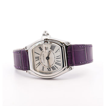 Cartier Roadster 31mm Ref. 2875 Purple Purple Leather Strap Steel Watch – Assay Jewelers