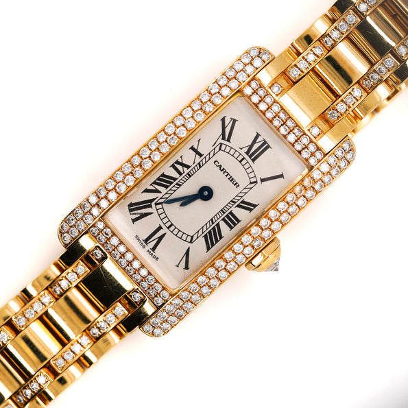 Cartier Tank 1710 Américaine Diamond Bezel Quartz 18K Gold Watch