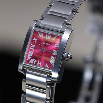 Cartier Tank Francaise Raspberry Rose Dial Christmas Edition Watch Full Set – Assay Jewelers