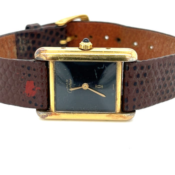 Cartier Vermeil Tank Quartz Argent 3 66001 with Leather Strap Watch – Assay Jewelers