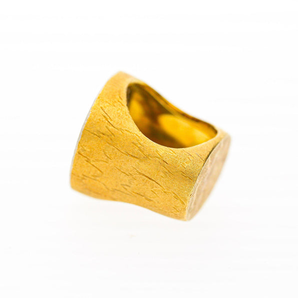 Carved Jade & Diamond in 18K Yellow Gold Two Tone White Gold Halo Wide Band Ring