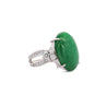 Certified 15 Carat Jadeite Jade A Fei Cui and Diamond Split Platinum Ring