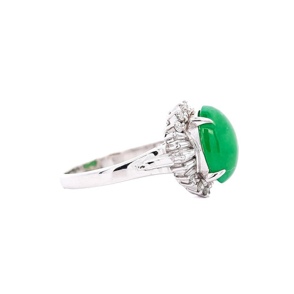 Certified Bague cocktail en jade jadéite Fei Cui de type A de 5,16 carats et diamants