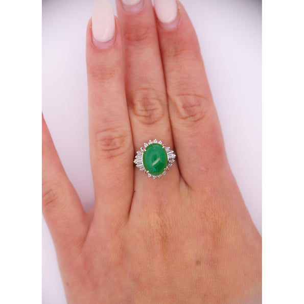 Bague cocktail certifiée en jade jadéite Fei Cui type A de 5,16 carats et diamants