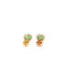 Certified Oval Cut Emerald & Diamond Halo Stud Earring in 14K Gold