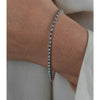 Classic Riviera Natural Blue & White Diamond Box Tennis Bracelet in 18K White Gold | 7.25" - 1.7mm