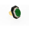 David Webb Signed Type A Fei Chui Jadeite Jade and Onyx Platinum & 18K Ring