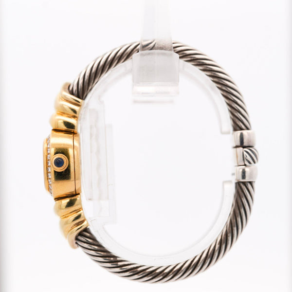 David Yurman Mother of Pearl Diamond Bezel 18K Gold Silver Vintage 1990s Watch