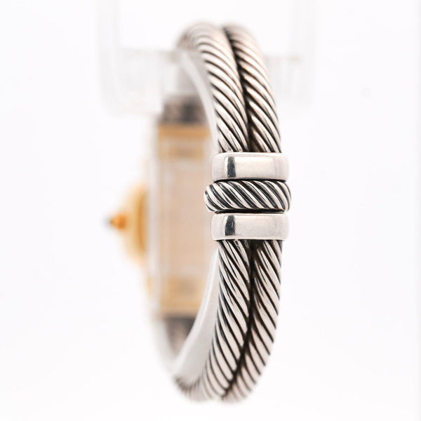David Yurman Mother of Pearl Diamond Bezel 18K Gold Silver Vintage 1990s Watch
