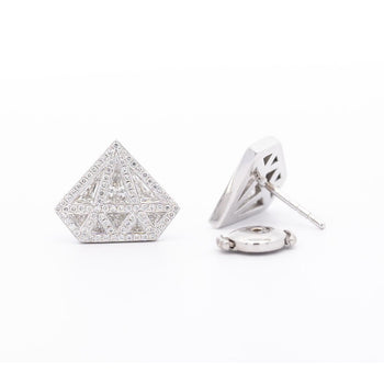 Diamond Shaped 2 CTTW Diamond Stud in 18K White Gold Earrings – Assay Jewelers