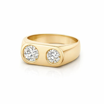Double Diamond Bezel Statement Ring in 18K Yellow Gold – Assay Jewelers