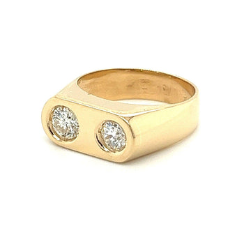 Double Diamond Bezel Statement Ring in 18K Yellow Gold – Assay Jewelers