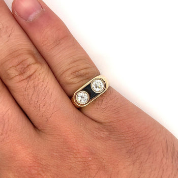 Double Diamond Bezel Statement Ring in 18K Yellow Gold – Assay Jewelers