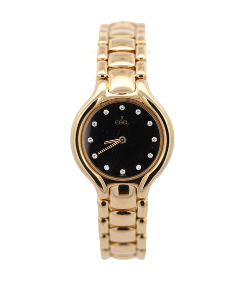 Ebel Beluga 24.5mm 18K Gold Black Diamond Dial Watch
