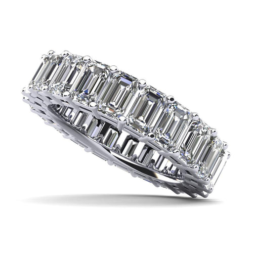 Emerald Cut Classic Diamond Eternity Ring White Gold 14K