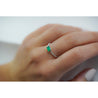 Emerald & Diamond Ribbed Shank Thin Stacking Ring 18K Gold