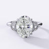 GIA 4.02 Carat Oval Cut Diamond E/VS2 Three Stone Half Moon Sidestone Ring