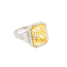 GIA Cert. 10.20 Carat Radiant Fancy Intense Yellow & Half Moon Cut Diamond Ring