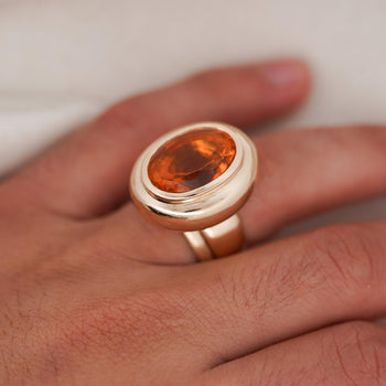 GIA Cert. 11 Carat Oval Citrine Bezel 14K Gold Cocktail Ring – Assay Jewelers